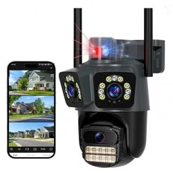 Επαγγελματική κάμερα παρακολούθησης 12 MP με Wi-Fi, PTZ, ήχο και βίντεο, 3 φακούς και 10x ζουμ