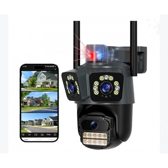 Επαγγελματική κάμερα παρακολούθησης 12 MP με Wi-Fi, PTZ, ήχο και βίντεο, με 3 φακούς και ζουμ 10x