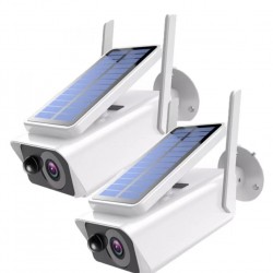2 τεμάχια ΗΛΙΑΚΗ ΚΑΜΕΡΑ WIFI IP66, ασύρματη, για εξωτερική εγκατάσταση
