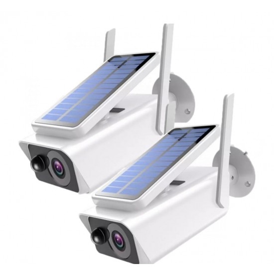 2 τεμάχια ΗΛΙΑΚΗ ΚΑΜΕΡΑ WIFI IP66, ασύρματη, για εξωτερική εγκατάσταση