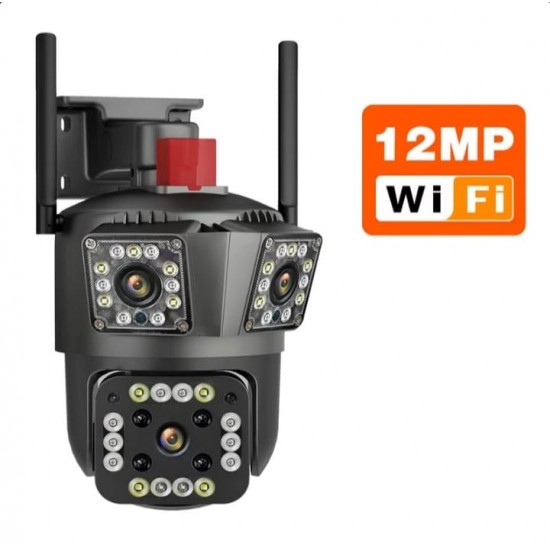 Επαγγελματική κάμερα παρακολούθησης 12 MP με Wi-Fi, PTZ, ήχο και εικόνα, 3 φακούς και 10x ζουμ