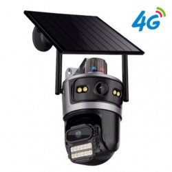 Τριπλή ηλιακή κάμερα 4G 12MP+12MP+12MP για απομακρυσμένη παρακολούθηση, SIM, τρεις κάμερες σε μία