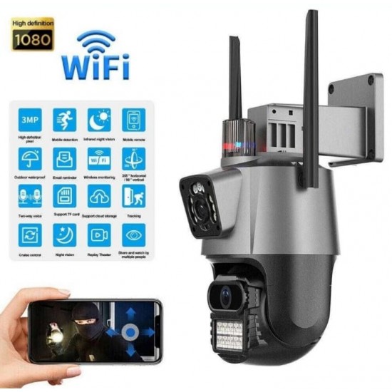2 τεμάχια Διπλή κάμερα 12+12 MP ICS με ασύρματη σύνδεση Wi-Fi και 8x ζουμ