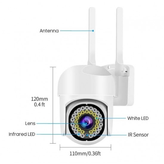 3 κάμερες 6MP, 2 κεραίες, έγχρωμη νυχτερινή όραση, IP66, Wi-Fi, 28 LED
