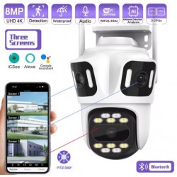 Επαγγελματική κάμερα παρακολούθησης 12 MP με τριπλό φακό και Wi-Fi, ζουμ 10x