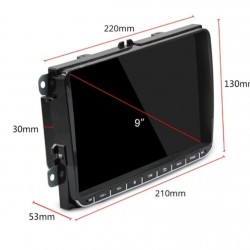 VW – Οθόνη πολυμέσων/πλοήγησης 9 ιντσών με Android 15, 4 GB RAM/64 GB ROM, καθώς και CarPlay και Android Auto.