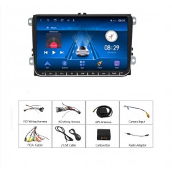 VW – Οθόνη πολυμέσων/πλοήγησης 9 ιντσών με Android 15, 1 GB μνήμης RAM/8 GB μνήμης ROM, καθώς και CarPlay και Android Auto.