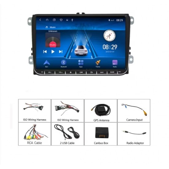 VW – 9 πολυμέσα/πλοήγηση Android 15, 2 GB RAM/16 GB ROM, CarPlay + Android Auto
