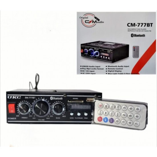 Στερεοφωνικός ενισχυτής ήχου 777BT με Bluetooth, USB, SD και FM, 2x120W