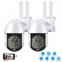 2 ΑΔΙΑΒΡΟΧΕΣ ΠΕΡΙΣΤΡΕΦΟΜΕΝΕΣ ΚΑΜΕΡΕΣ WIFI FULL HD 1080p με 68 LED και γωνία κάλυψης 320°