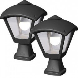 2 τεμάχια DARIO 250, όρθια λάμπα κήπου, 1xE27, IP55, μαύρο-διαφανές