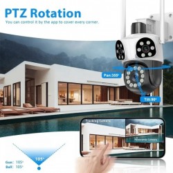 2 τεμάχια τριπλή κάμερα με συναγερμό, 24 LED, λευκή