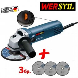 WERSTIL Γωνιακός τροχός WERSTIL με ρύθμιση στροφών 125 mm με δώρο 3 δίσκους για μέταλλο