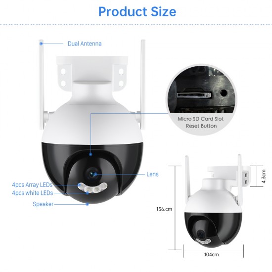 Κυρτή κάμερα COBRA SMART SPHERE - 4MP - 4LED