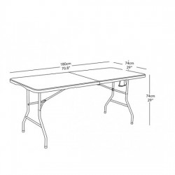 Πτυσσόμενο λευκό τραπέζι κάμπινγκ 180 x 74 x 74 SunFun