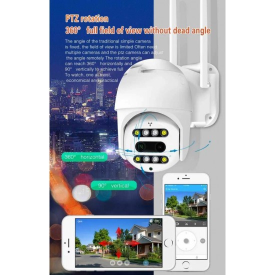 10 ZOOM IP/Wi-Fi κάμερα 5MP FULL HD 1080p με δύο φακούς