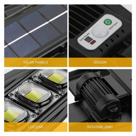 3 τεμάχια ηλιακές λάμπες LED 2400W IP65 + βάσεις