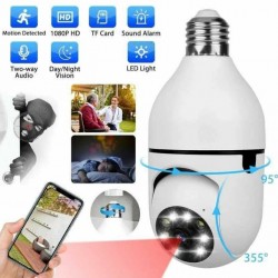IP κάμερα με περιστροφή 360°, Full HD, 5 MP, κρυφή κάμερα σε μορφή λαμπτήρα