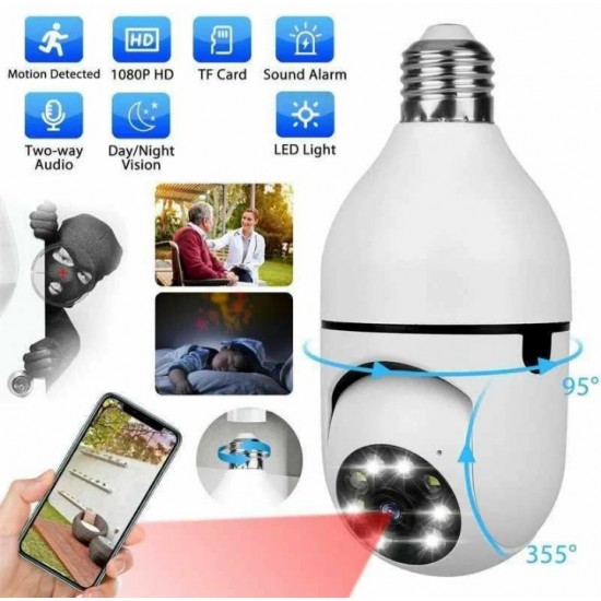 IP κάμερα με περιστροφή 360° Full HD 1 MP  κατασκοπευτική λάμπα