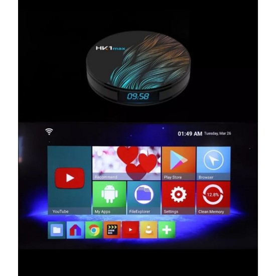 Smart TV Box HK1 MAX – 4 GB RAM/64 GB ROM, Android Ultra 8K, Wi-Fi