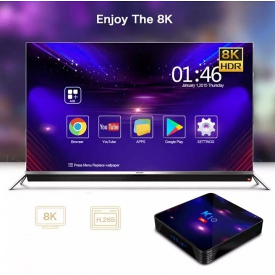 Smart TV Box K10 – 2 GB RAM/16 GB ROM Android, Ultra 8K, Bluetooth