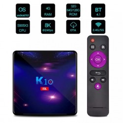 Smart TV Box K10 – 4 GB RAM/64 GB ROM, Android 9, Ultra 8K, Bluetooth