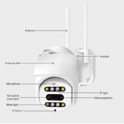 10 ZOOM IP/Wi-Fi κάμερα 1MP FULL HD 1080p με δύο φακούς
