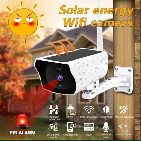 Ασύρματη κάμερα WIFI με ηλιακή τροφοδοσία, FULL HD, για εξωτερική εγκατάσταση, IP65