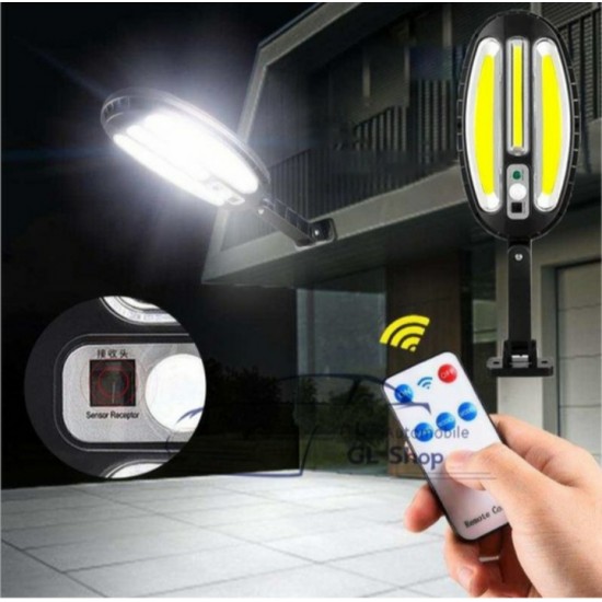 Λάμπα LED/ηλιακή 1200W, IP65 + τηλεχειριστήριο + αισθητήρα