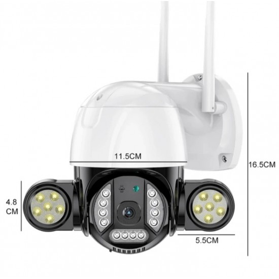 Περιστρεφόμενη ασύρματη κάμερα IP 2MP FULL-HD με ισχυρούς προβολείς LED