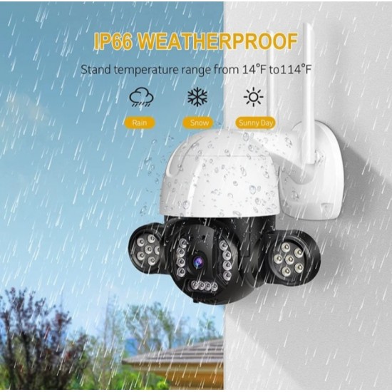 Περιστρεφόμενη ασύρματη κάμερα IP 2MP FULL-HD με ισχυρούς προβολείς LED
